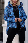 Women's fashionable irregular hem animal print short cotton coat