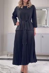 Women's Elegant Pleated Patchwork Dress