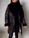 Women's Solid Color Fur Collar Long Coat