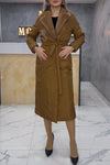 Women's Casual Solid Color Lapel Long Cotton Coat