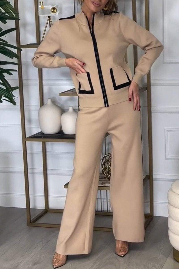 Women's Turtleneck Top and Trousers Two-piece Set