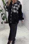 Women's casual plaid sequined patchwork jacket