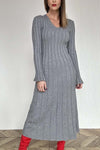 Women's simple solid color thick striped knitted dress