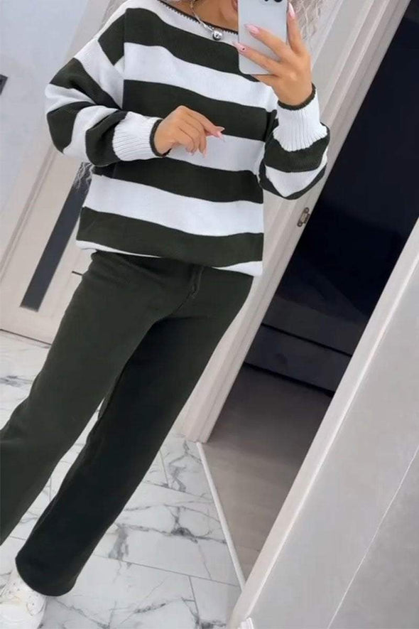 Women's Casual Colorblock Knit Two-Piece Set