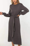 Women's Casual Solid Color Knit Pleated Dress