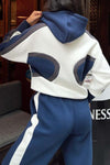 Women's Casual Contrast Color Hooded Sports Suit