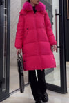 Woman Long Warm Coat With Fur Collar