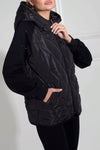 Women's Fashion Hooded Different Material Stitching Back Diamond Pattern Down Jacket