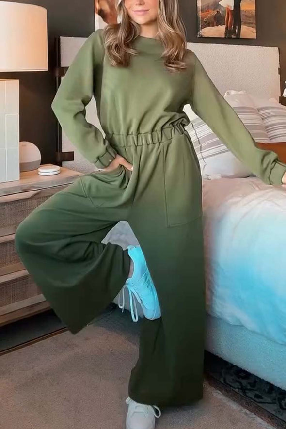 Women's casual sports jumpsuit wide leg pants