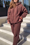 Women's Contrast Color Long Sleeve Hoodies Two Piece Set