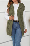 Women's casual sleeveless hooded knitted cardigan