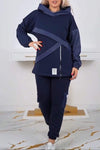 Women's Long-sleeved Patchwork HoodiesTwo-piece Set