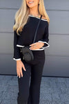 Women's Casual Off-shoulder Long-sleeved Two-piece Suit