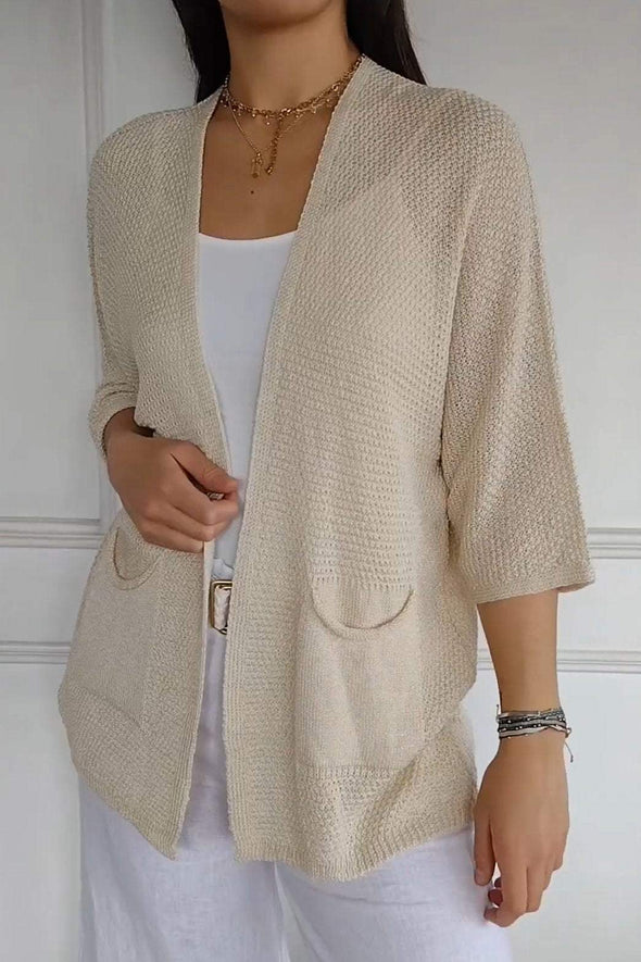 Women's casual solid color knitted cardigan