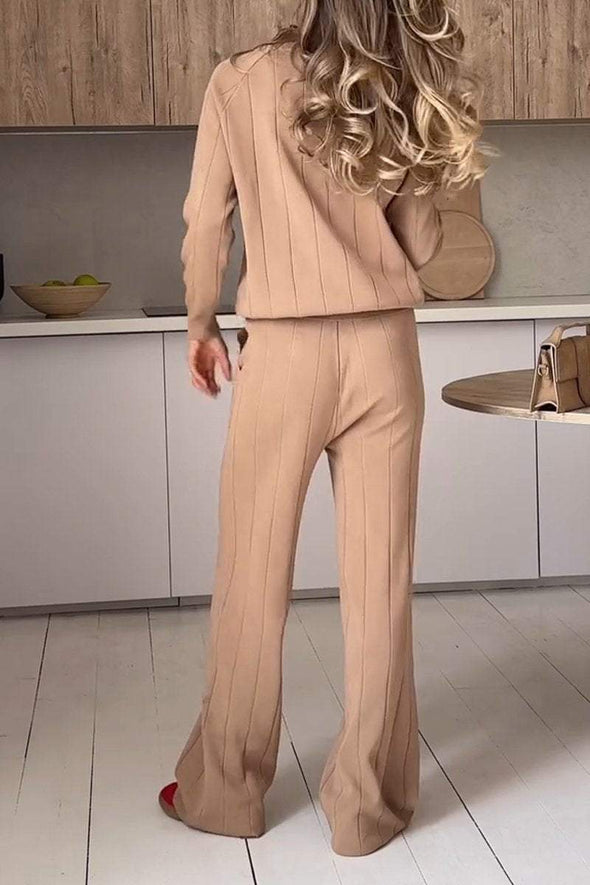 Women's Casual Round Neck Long Sleeve Two Piece Suit