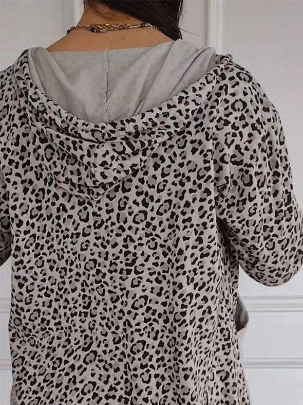 Women's Leopard Print Long Sleeve Hoodies