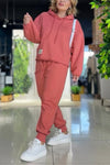 Women's casual loose hooded sweatshirt sports suit