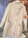 Women's Solid Color Hooded Coat