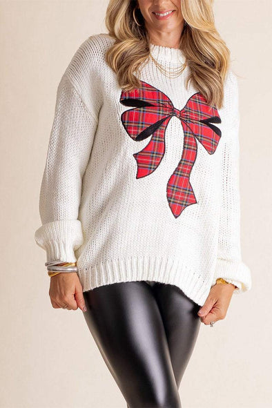 Women's Christmas Knitted Bow Sweater