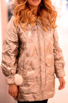 Women's Casual Metallic Warm Large Fur Collar Hooded Jacket