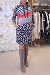 Women's Casual Half Turtleneck Leopard Print Sweatshirt Dress