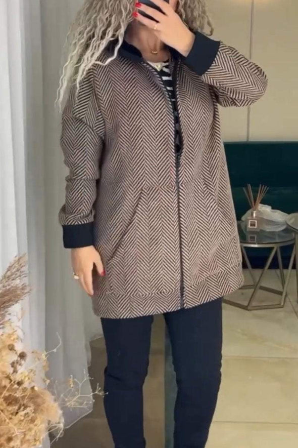 Women's Casual Solid Color Pocket Zipper Cardigan