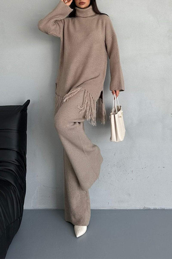 Women's Casual Round Neck Solid Color Two Piece Suit