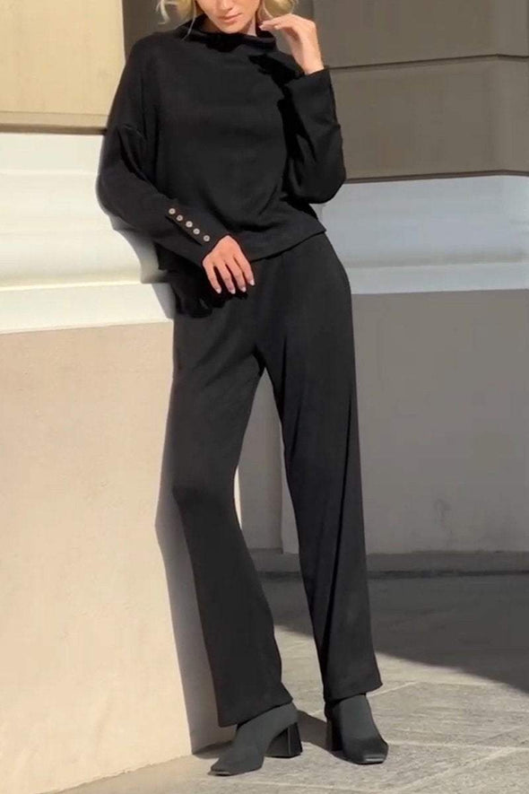 Women's Casual Round Neck Long Sleeve Two Piece Suit