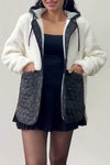 Women's Hooded Patchwork Plush Coat