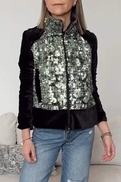 Women's fashionable velvet sequined jacket