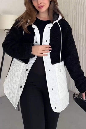 Women's Casual Solid Plush Patchwork Coat