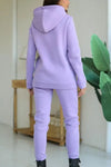 Women's Casual Solid Color Zip Cardigan Two Piece Set