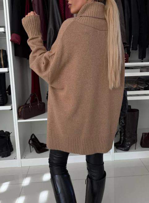 Women's High Collar Long Sleeve Casual Split Sweater