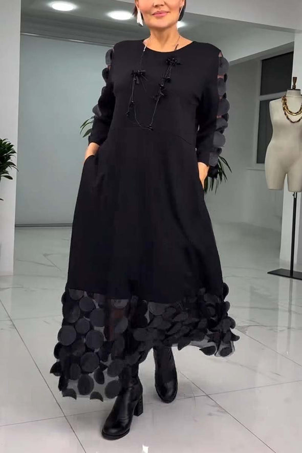 Women's Casual Petal Net Sleeve Hem Dress