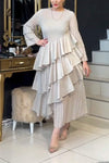 Women's Casual Round-neck Long-sleeved Pleated Dress