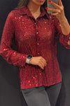 Women's Lapel Single-breasted Sequined Shirt