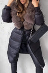 Women's Hooded Fur Collar Long Coat