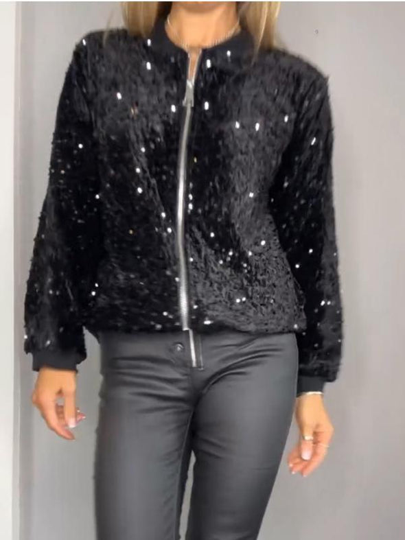 Women's Sequined Casual Coat + Sequined Skirt