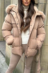 Women's casual faux fur hooded short cotton coat