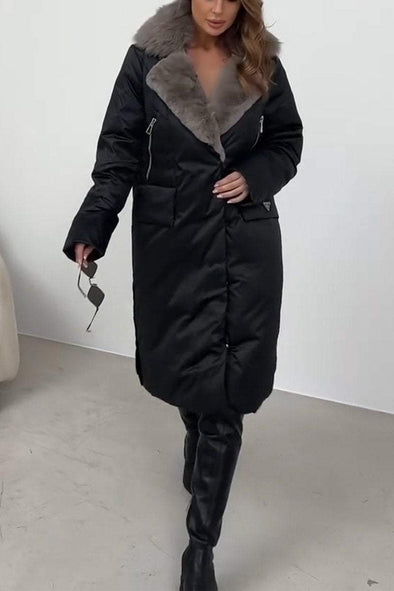 Women's Fur Collar Long Cotton Coat