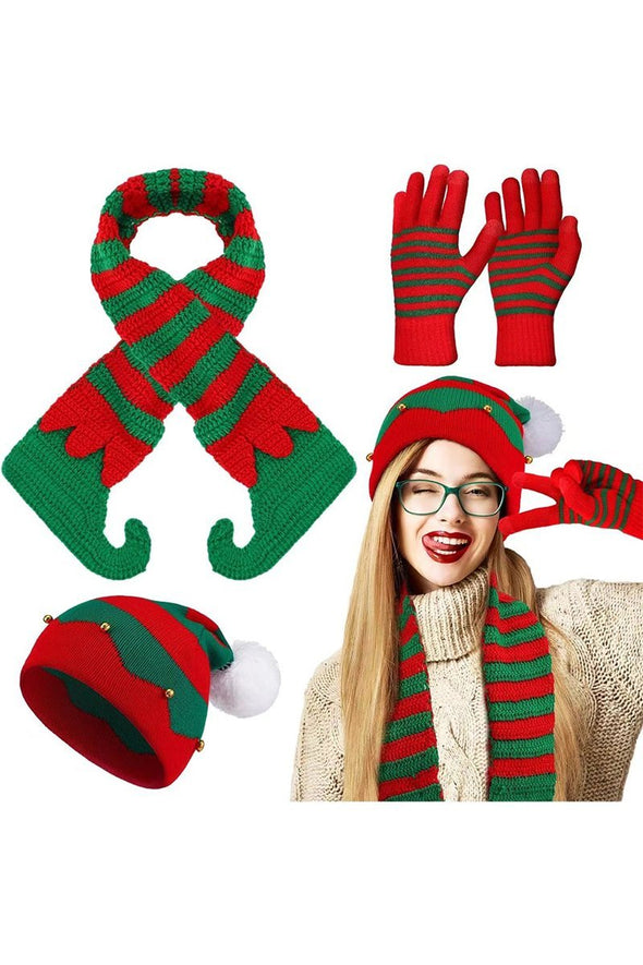 Merry Christmas Bell Hat Three-Piece Set