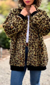 Women's Lapel Zipper Leopard Print Jacket