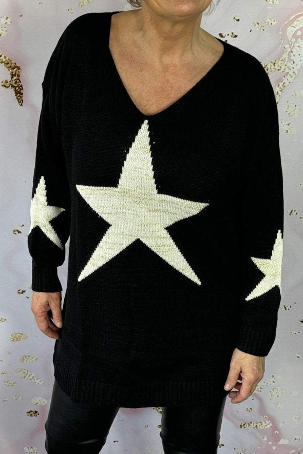 Women's Casual Star Long Sleeve Sweater