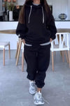 Women's Hooded Long-sleeved Drawstring Sweatshirt Two-piece Set