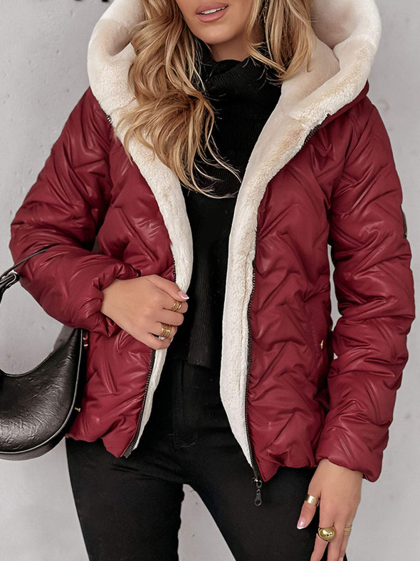 Women's Hooded Plush Coat