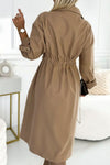 Women's Solid Color Large Lapel Waist Long Coat