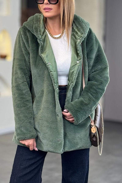 Women's Casual Solid Color Plush Jacket