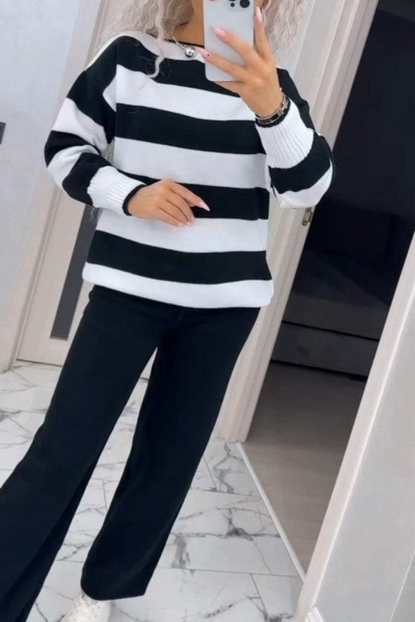 Women's Casual Colorblock Knit Two-Piece Set