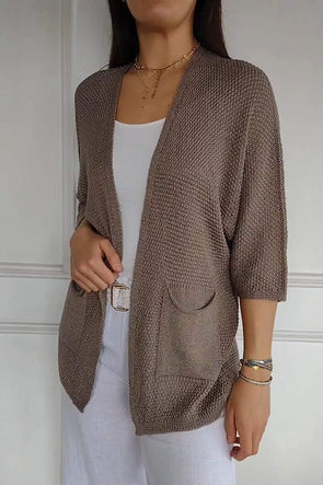 Women's casual solid color knitted cardigan