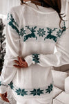 Women's Christmas Elk Jacquard Knitted Sweater